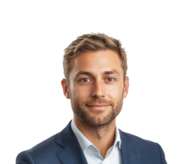 Professional male portrait business environment confident expression for corporate branding isolated on transparent background