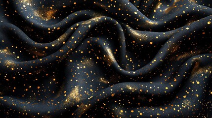 Draped dark fabric with gold speckles