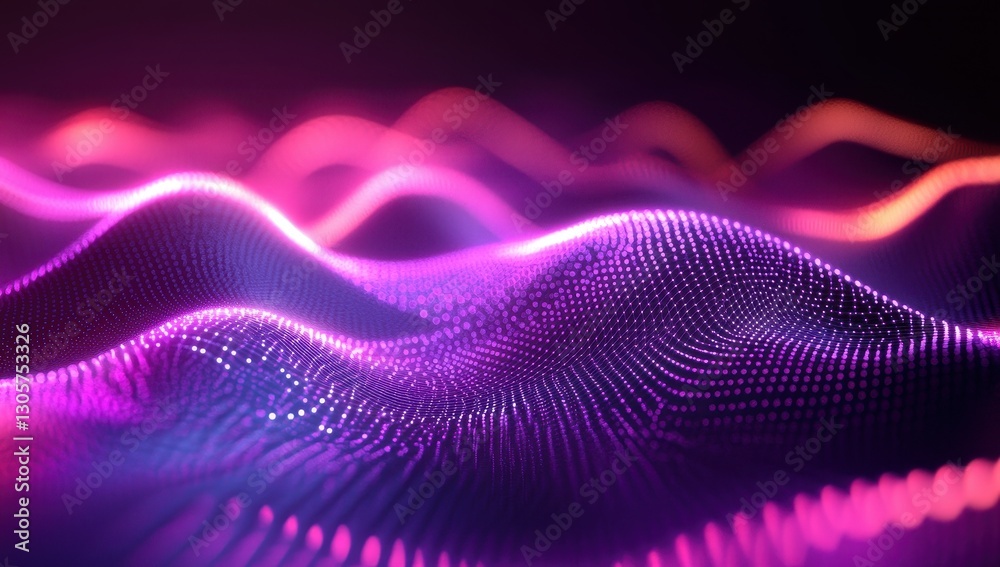 Poster abstract colorful wave composition with dynamic flow of glowing particles and vibrant light, creatin