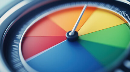 Color coded gauge with vibrant sections indicating risk levels