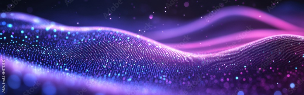 Poster abstract colorful wave of shimmering particles creating a dynamic visual landscape with vibrant ligh