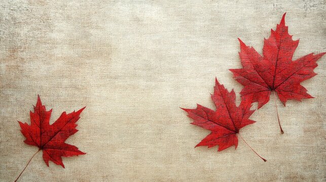 Autumn maple leaves on parchment paper vintage background.