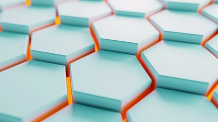 Discover a modern aesthetic with bold blue hexagons and vibrant orange accents, ideal for innovative tech projects.