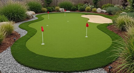 Artificial Putting Green Backyard Landscape Design Natural Light