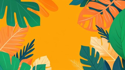 Vibrant summer background featuring colorful tropical leaves, perfect for eyecatching promotions and creative projects.