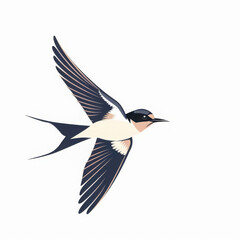 Fototapeta premium Simple logo for a swallow bird in flight, minimalist style, elegant and clean composition. Modern art, pastel colors isolated on white background.