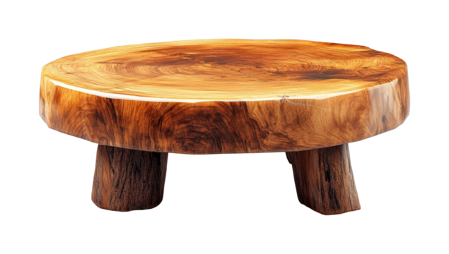 Handcrafted wood serving table artisan workshop product rustic environment top view home inspiration isolated on transparent background