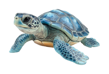 Swimming turtle underwater sea environment animal nature scene perspective marine life concept isolated on transparent background
