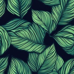 Repetitive seamless pattern of leaf foliage for fabric design.