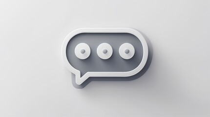 3D Rendered Chat Bubble with Ellipsis, Modern Communication Icon, Digital Messaging Symbol, Min