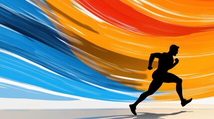 A dynamic fitness trainer business card, bold trend colors, sporty typography, abstract speed lines, muscular silhouette, high-energy composition with no text 