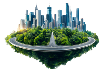 Futuristic Eco Friendly Cityscape with Green Urban Landscape and Skyline