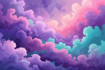 Whimsical Pastel Fade Blending Purple Pink Turquoise in a Dreamy Abstract Illustration