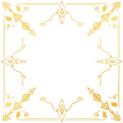 Obraz premium Ornate golden frame, intricate Islamic geometric pattern, star-shaped border, elegant decorative design with transparent background