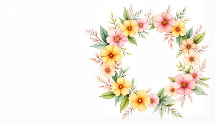 Naklejka premium Elegant floral Earth Day emblem with pastel flowers and copy space, nature appreciation