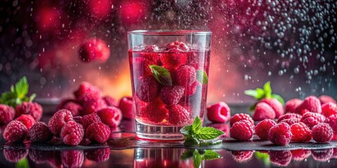 Double Exposure Raspberry Pink Drink Photography: Surreal Summer Cocktail Image