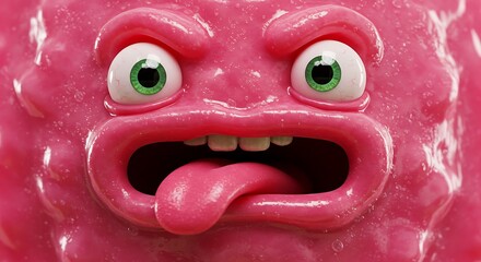 Funny Pink Blob Monster with Googly Eyes and Tongue Out