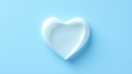 Fototapeta premium Heart-Shaped Cream Swirl on Blue Background / 青い背景のハート形クリーム渦巻き