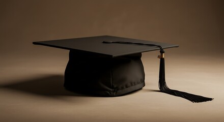 Graduation Cap with Tassel on Neutral Background Symbolizing Academic Achievement