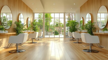 Modern Hair Salon With Natural Light And Plants