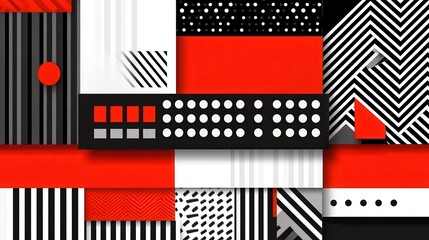 An abstract design incorporating geometric shapes and vivid colors