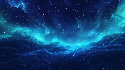 Fototapeta premium Vivid aurora wallpaper with neon streaks halftone stars and a grainy-textured night sky