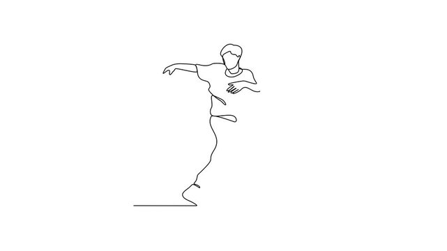 Animated self drawing of a breakdancing people video design illustration. Breakdancing Activity of four main elements : Toprock, Downrock, Power moves and Freezes. Breakdancing for your design asset.