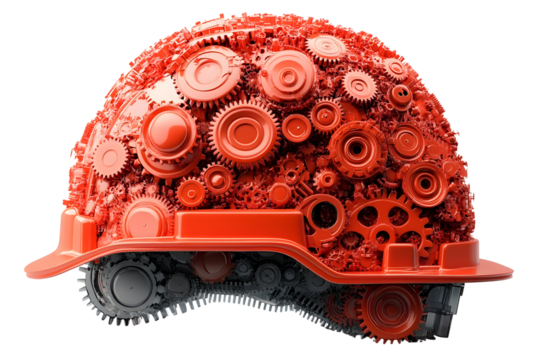 Vibrant Mechanical Maze A Captivating Collage of Gears and Cogs in Brilliant Red Tones