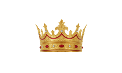 Elegant Luxury Gold and Red Crown with Transparent Background