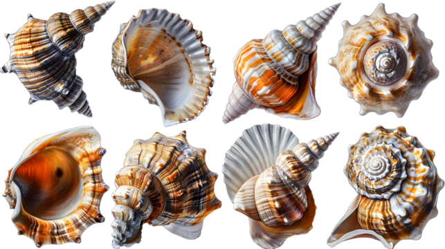 Vibrant Seashell Patterns Captured in Vivid Detail of Coastal Marine Life Specimens