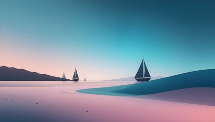 Modern Ocean-Inspired Abstract Sailboat Background