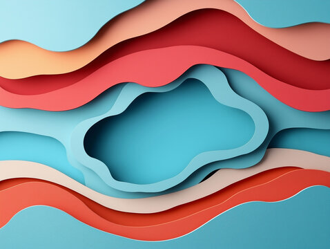 Abstract 3D Paper Cutout Frame: Modern Design Element with Empty Center for Branding, Logos, and    