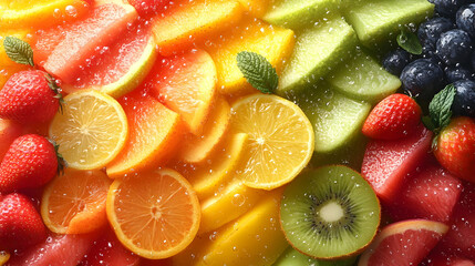 Colorful Sliced Fruit Display with Sugar Sprinkles
