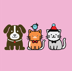Naklejka premium Cute Holiday Pets