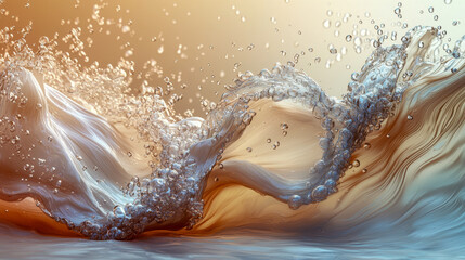 Obraz premium Fluid Elegance: High-Resolution Abstract Liquid Wave in Mocha Tones