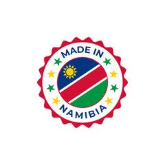 Made in Namibia vector badge design with national flag
