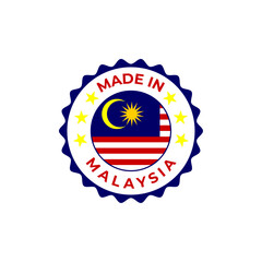 Made in Malaysia vector badge design with national flag