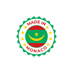 Made in Monaco vector badge design with national flag