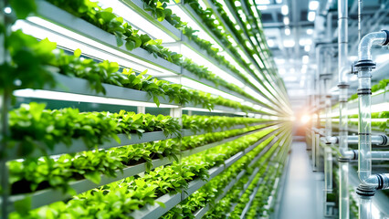 Vertical Farming Facility Filled with Lush Greens