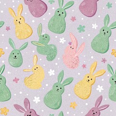 Seamless Easter Bunny Patterns Festive Spring Decor Digital Art Playful Environment Top-Down View Whimsical Concept