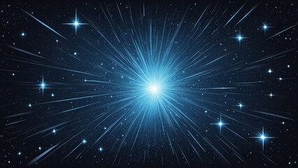 Naklejka premium Starburst in Night Sky with Radiating Light and Stars 