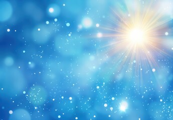 Naklejka premium Bright and Shimmering Blue Background with Soft Sunlight and Flecks of Light for Dreamy and Ethereal Concepts in Design and Photography