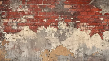 Keuken achterwand Verweerde muur Distressed 1950s comic wallpaper with inked brick wall and halftone imperfections  © javier