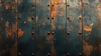 Fototapeta premium Industrial wallpaper with steel panels comic ink shading and rusted texture