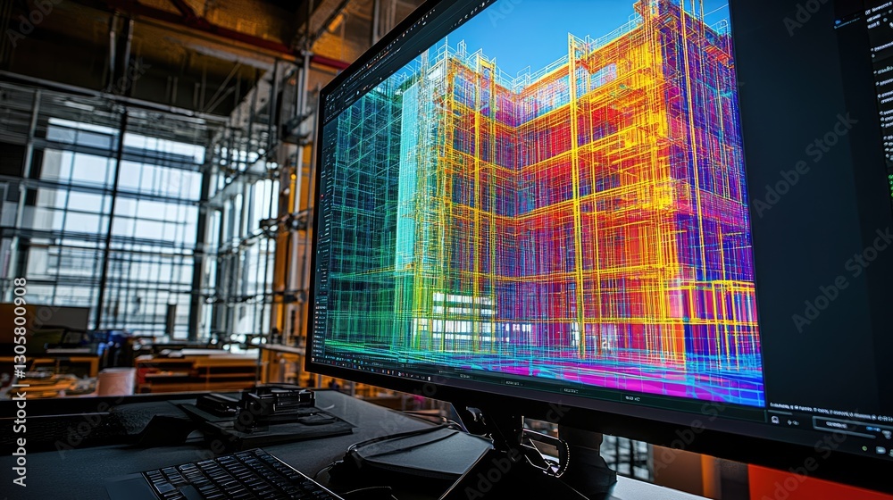 Aufkleber building information modeling bim software displayed on a high-resolution monitor.