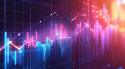 Fototapeta premium Business strategy visualization featuring a bright growth curve and futuristic financial elements.
