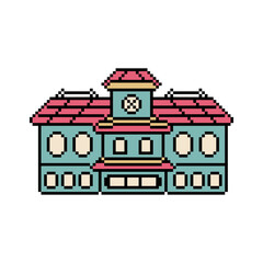 school building design pixel art