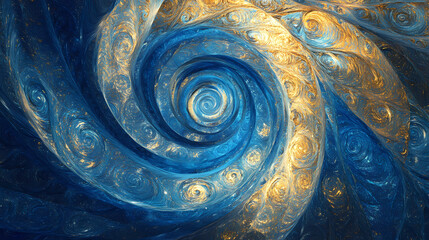 Abstract blue and gold glitter wave background. Mystical - Portal. Illustration