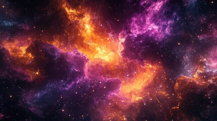 Fototapeta premium Abstract and colorful nebulae with bright stars fill the space