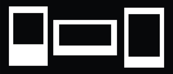 set of photo frame icon on white background.